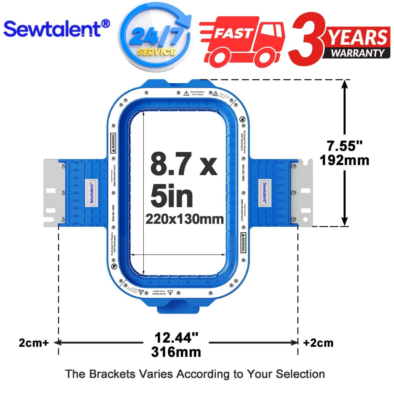 Magnetic Hoop 8.7″x5″ | 220x130mm for KKTech Embroidery Machines