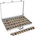 Sports Card Display Case Trade Show Table Top Case for Trading Pokemon Card | Aluminum Tabletop Case Holds Upto 52 Slabs for Pokemon TCG and Jewelry with Anti Theft Lock Velvet Lining Portable 34x22"
