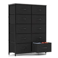 10-Drawer Fabric Dresser Storage Chest for Bedroom, Closet, Entryway, Black