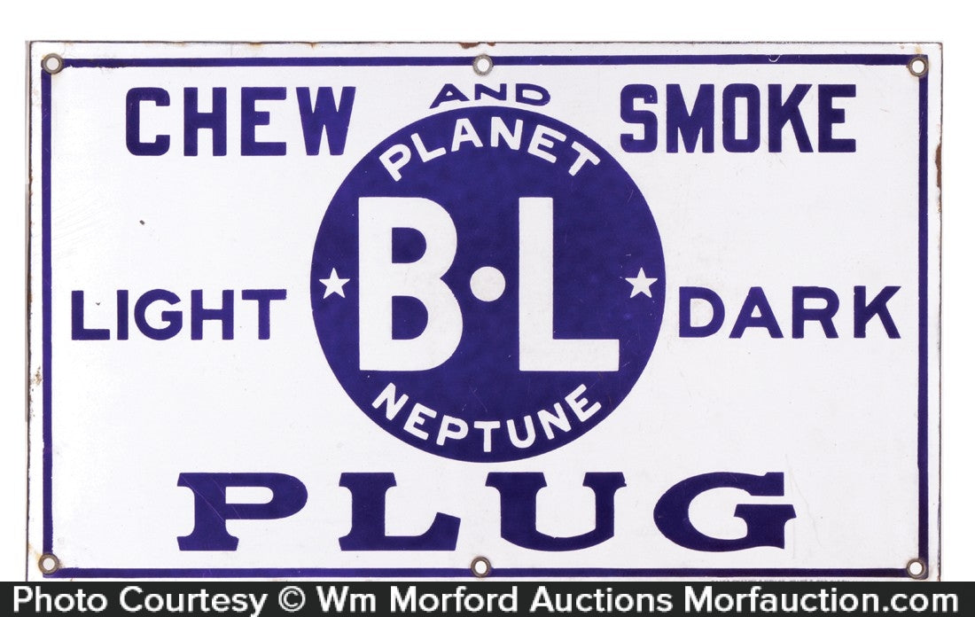 Planet Neptune Tobacco Porcelain Sign • Antique Advertising
