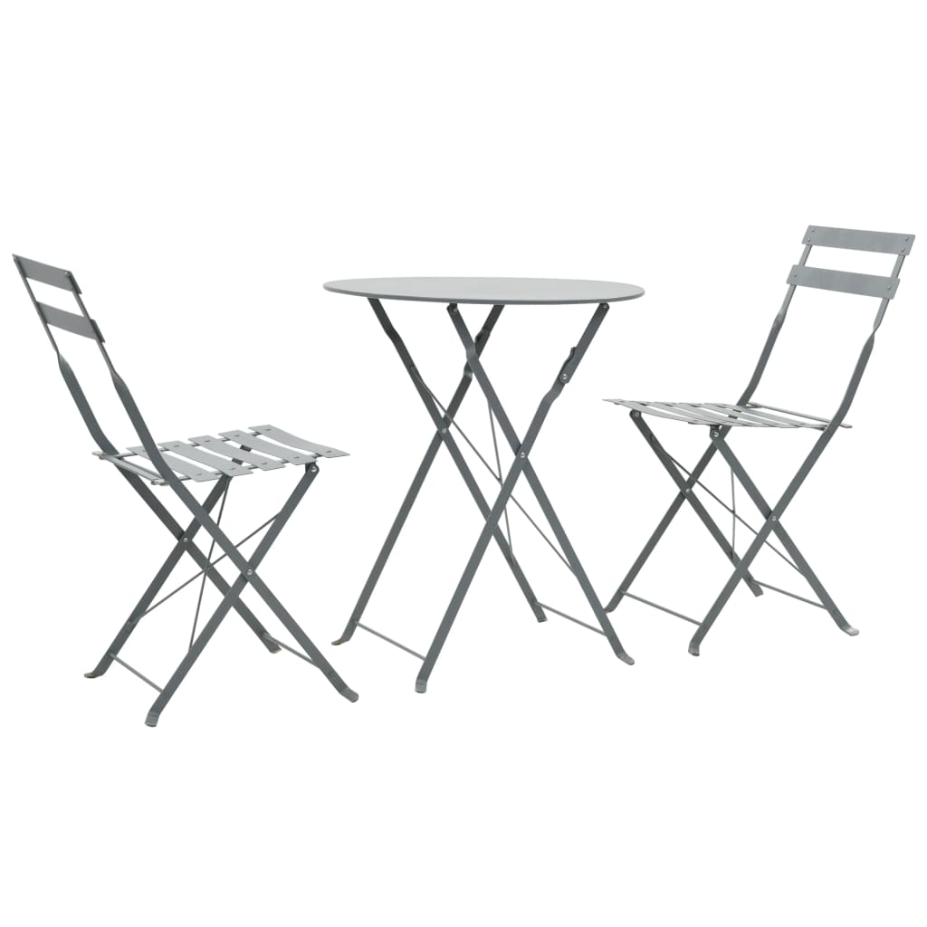 vidaXL 3-osainen Bistrosarja Teräs Harmaa