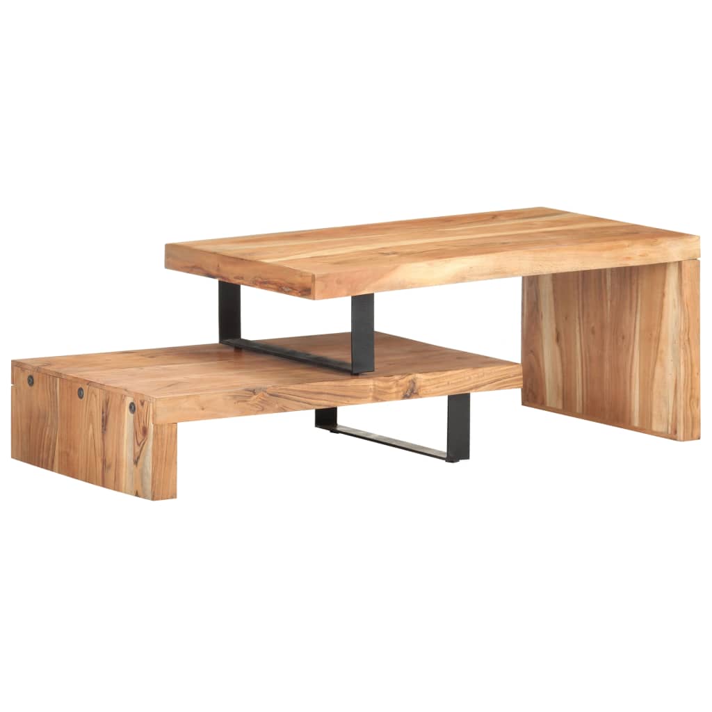 Ensemble de 2 tables basses bois d'acacia massif marron 02_0042091