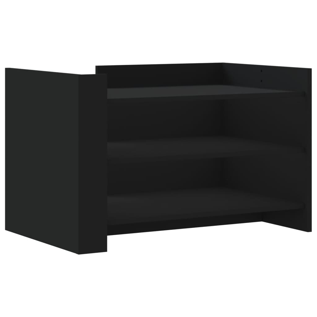 Table basse avec étagères design moderne 80 x 50 x 50 cm bois d'ingénierie noir DEC039778