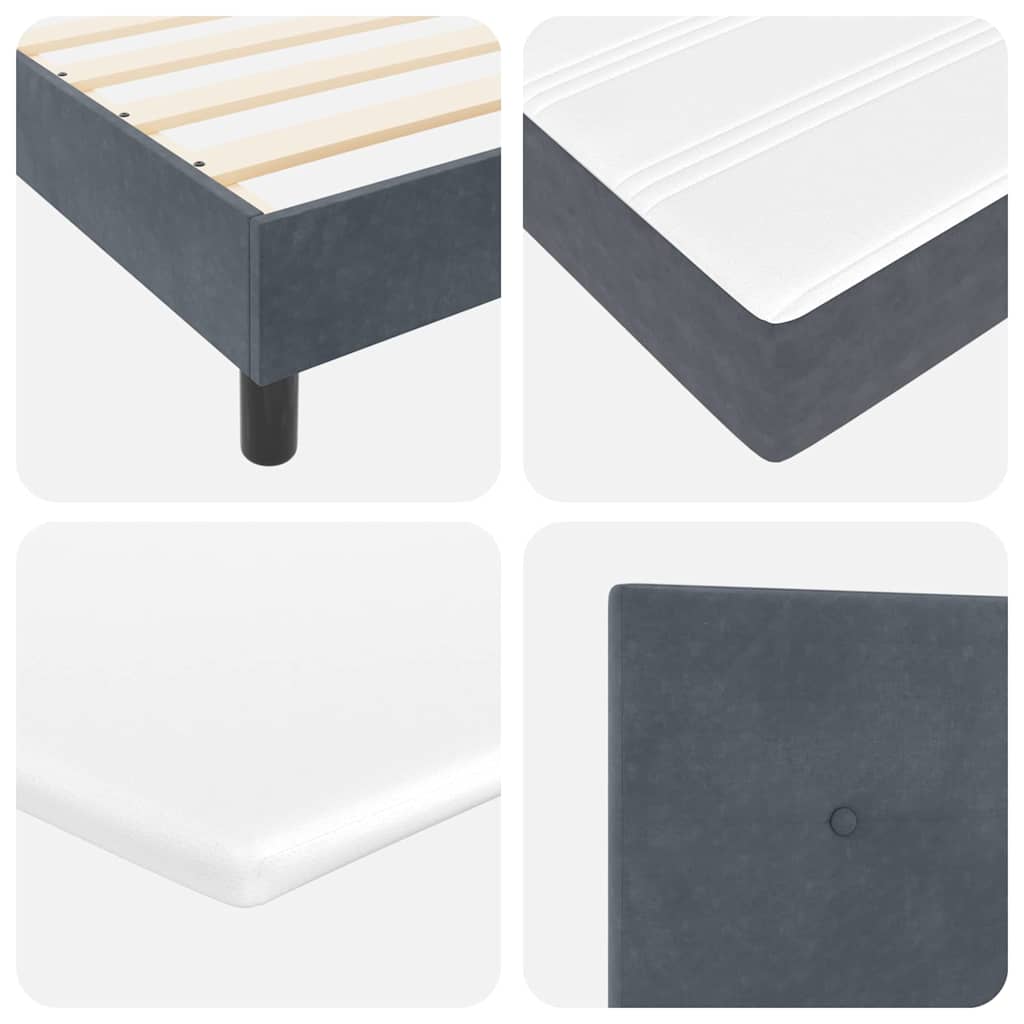 Boxspringbett mit Kopfteil Dunkelgrau 200 x 160 cm Samt