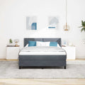 Boxspringbett mit Kopfteil Dunkelgrau 200 x 160 cm Samt