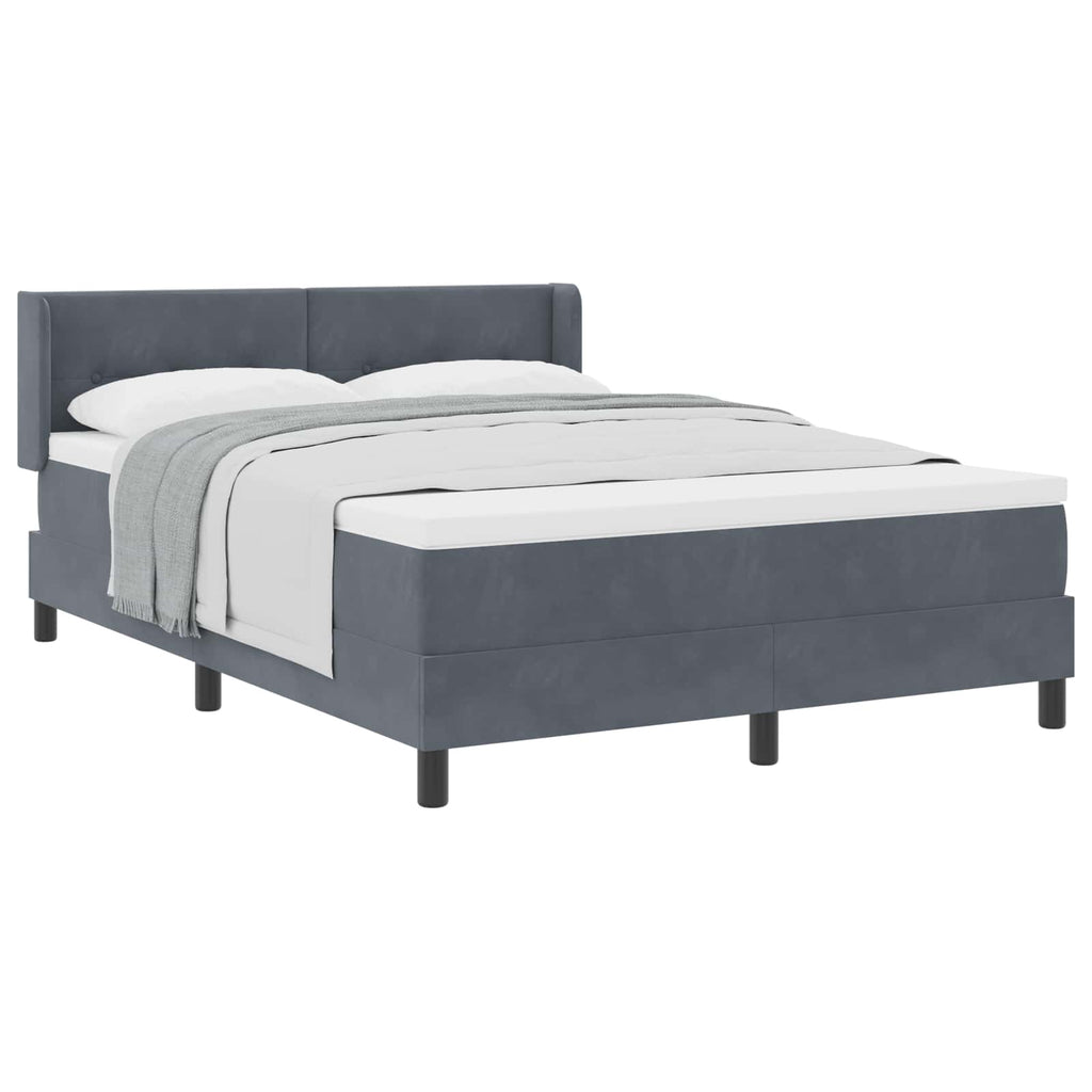Boxspringbett mit Kopfteil Dunkelgrau 200 x 160 cm Samt