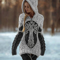 Viking Tree Of Life Celtic Contrast Cozy Chunky Hooded Sweater artswardrobe