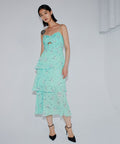 Self-Portrait Floral Tiered Chiffon Midi Dress