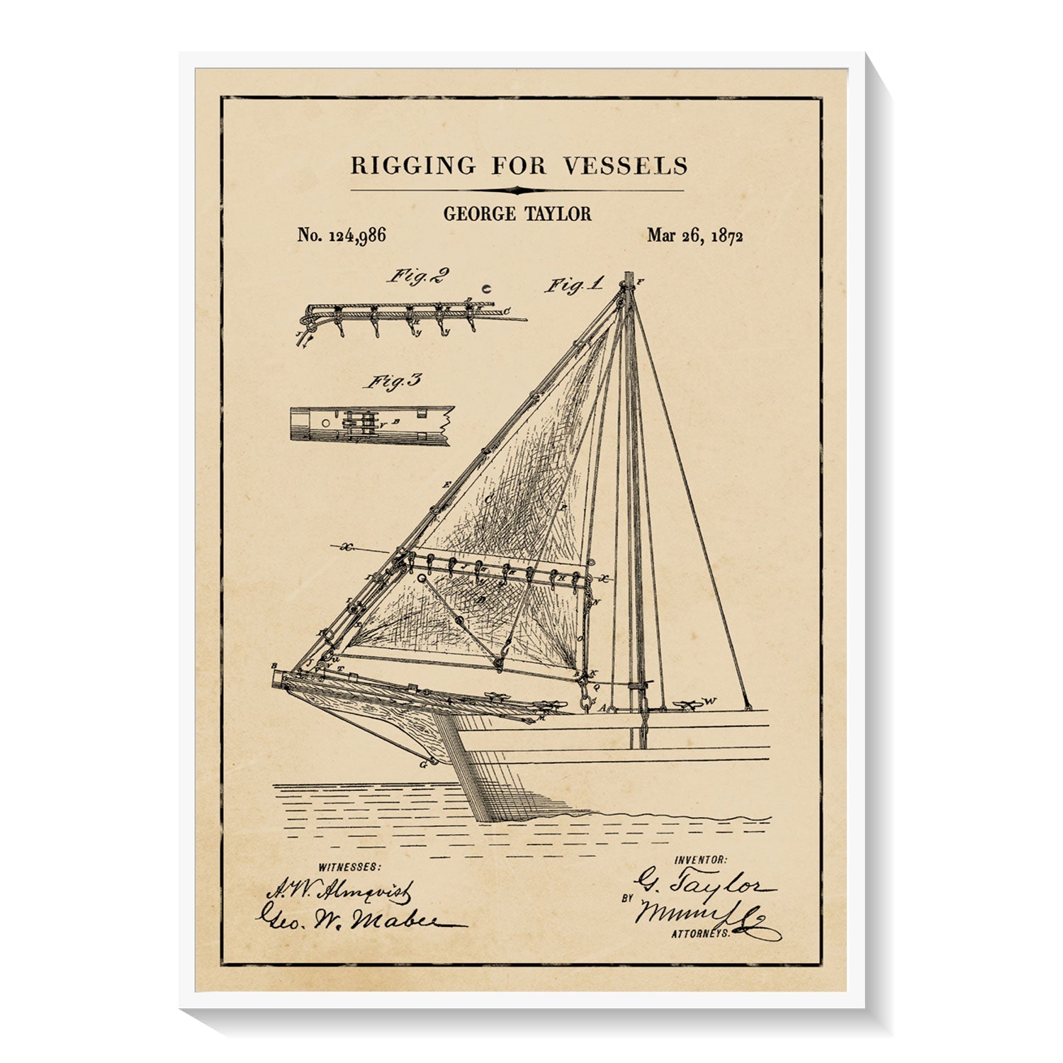 Rigging for Vessels, Blueprint Patent Art