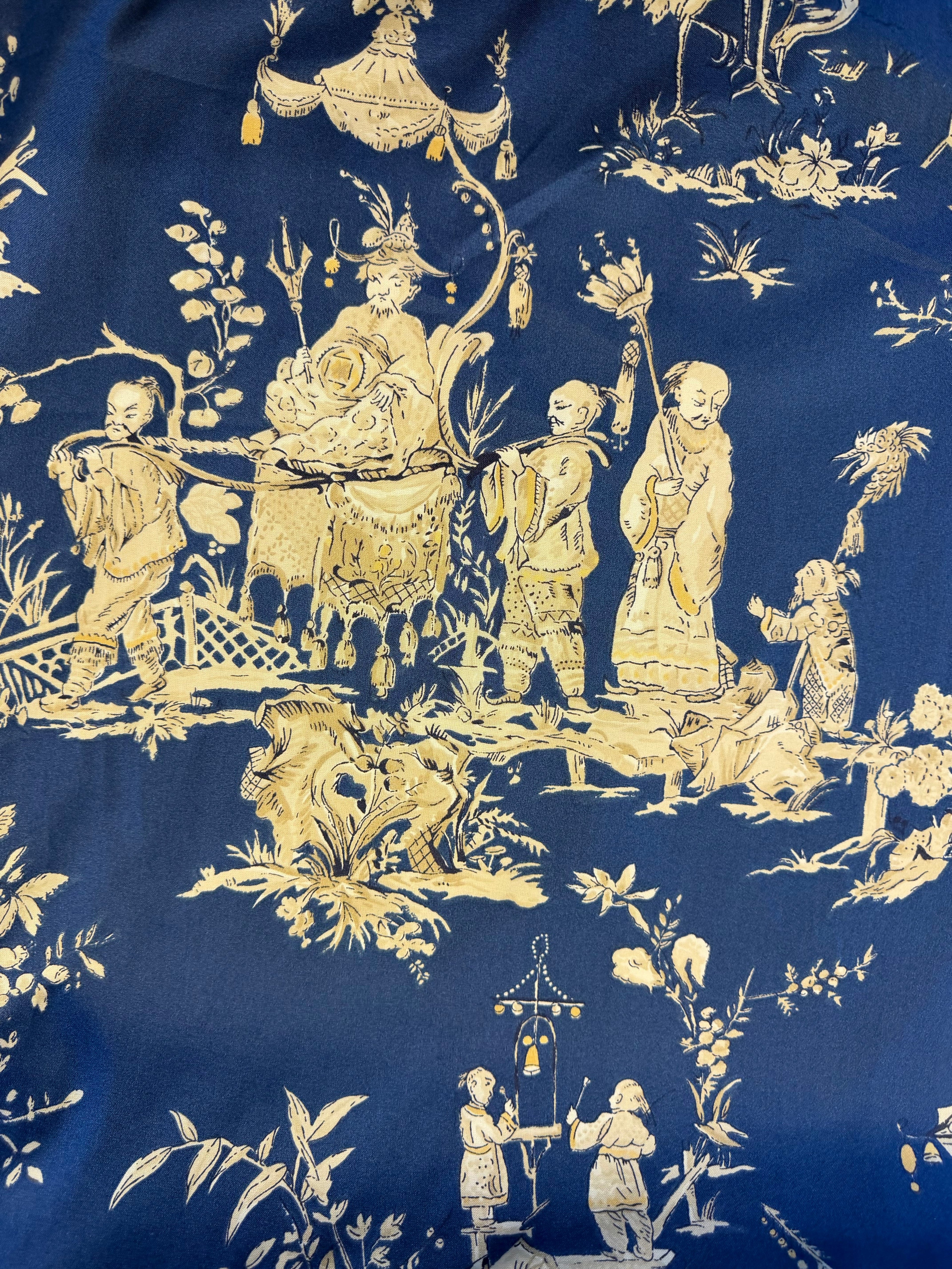 Tea House Furnishing Fabric by Romo – Navy Oriental Print