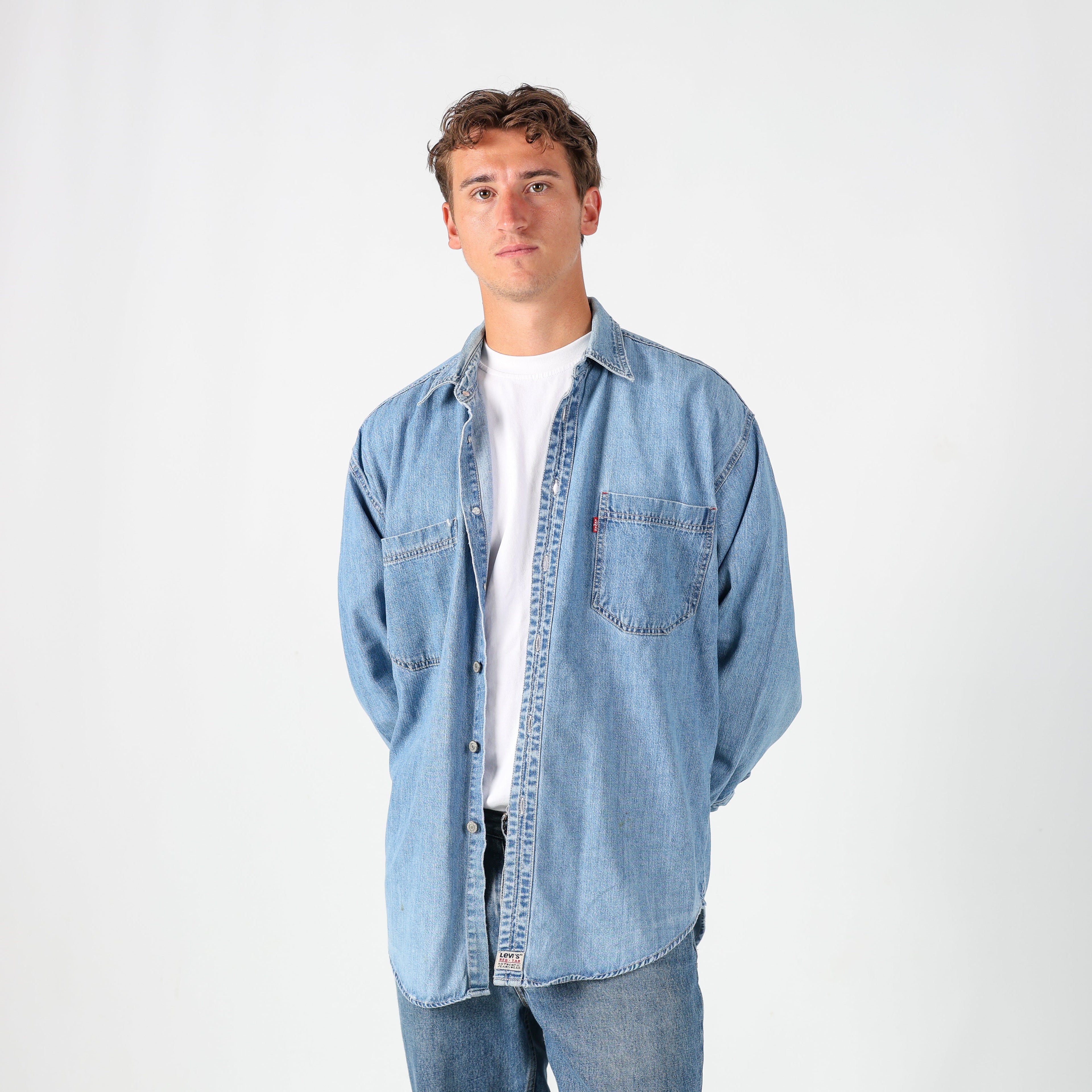 Light Blue 90s Levi's Long Sleeve Shirt (L)
