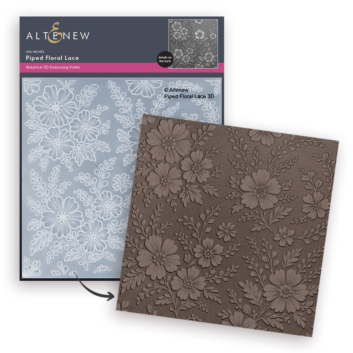 Altenew Piped Floral Lace 3D Embossing Folder alt11069