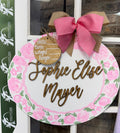 Pink Floral Hospital Door Hanger