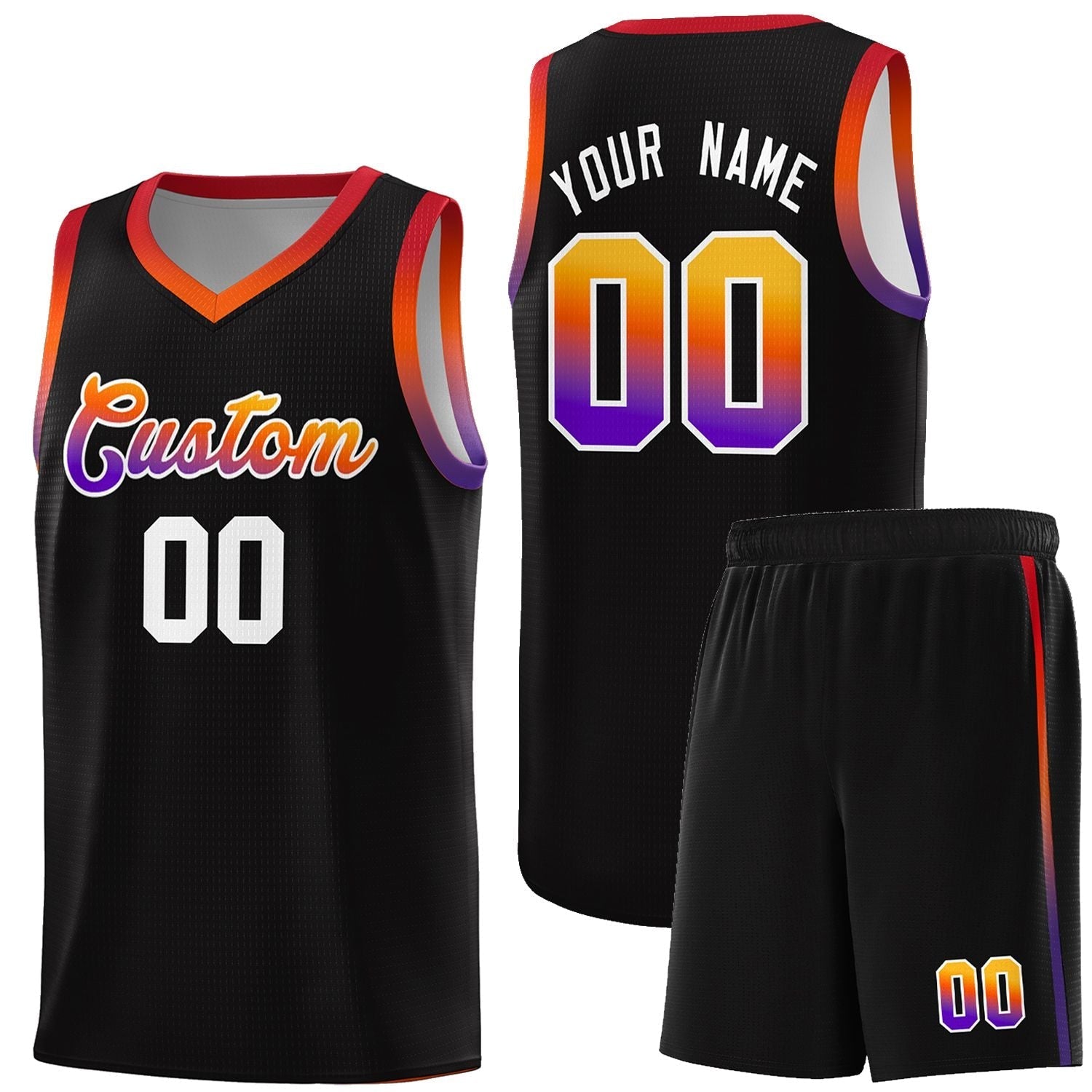 Custom Basketball Uniform Black Personalized Gradient Font Sports Uniform Basketball Jersey | KXKSHOP