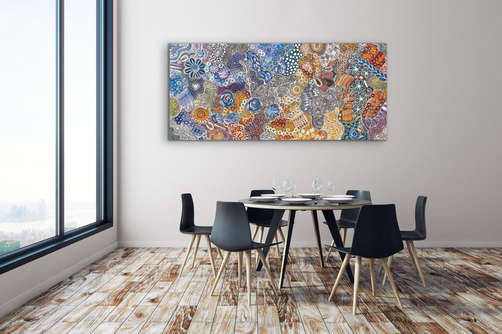 "My Country" by Katrina Bird - gallery view, authentic Indigenous Australian art, 197cm x 93cm
