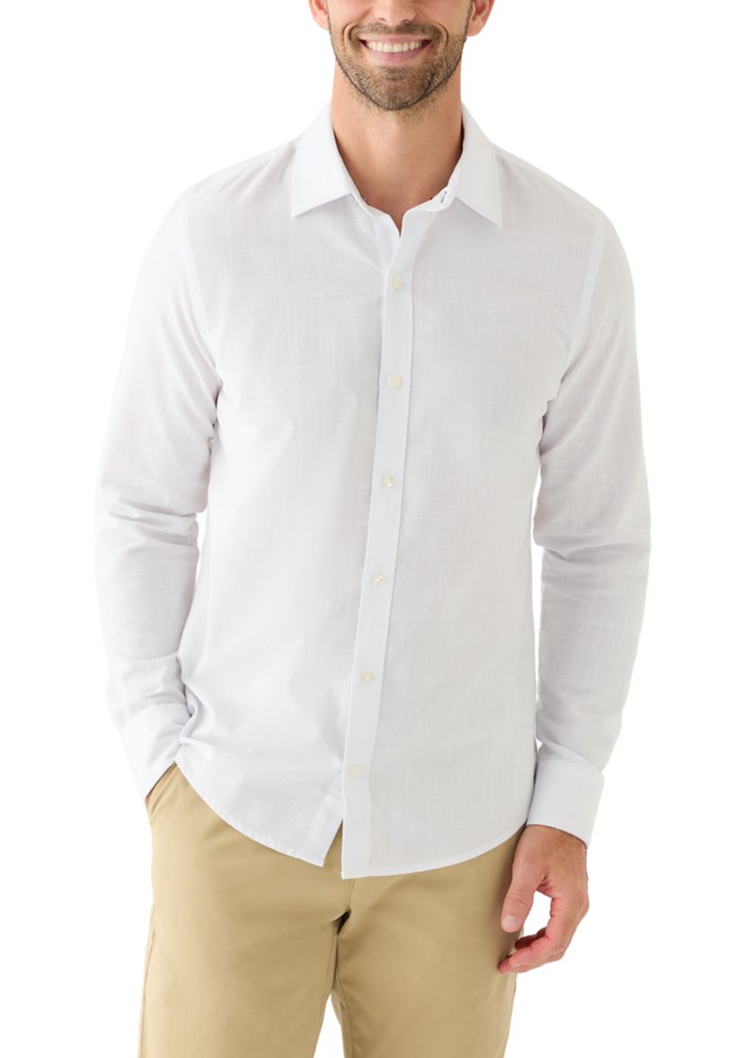IZOD Men's Long Sleeve Lux Classic Linen Dress Shirt