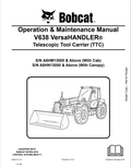 Bobcat  V638 VERSAHANDLER TELESCOPIC TOOL CARRIER Operator Maintenance Manual 6989575 - PDF