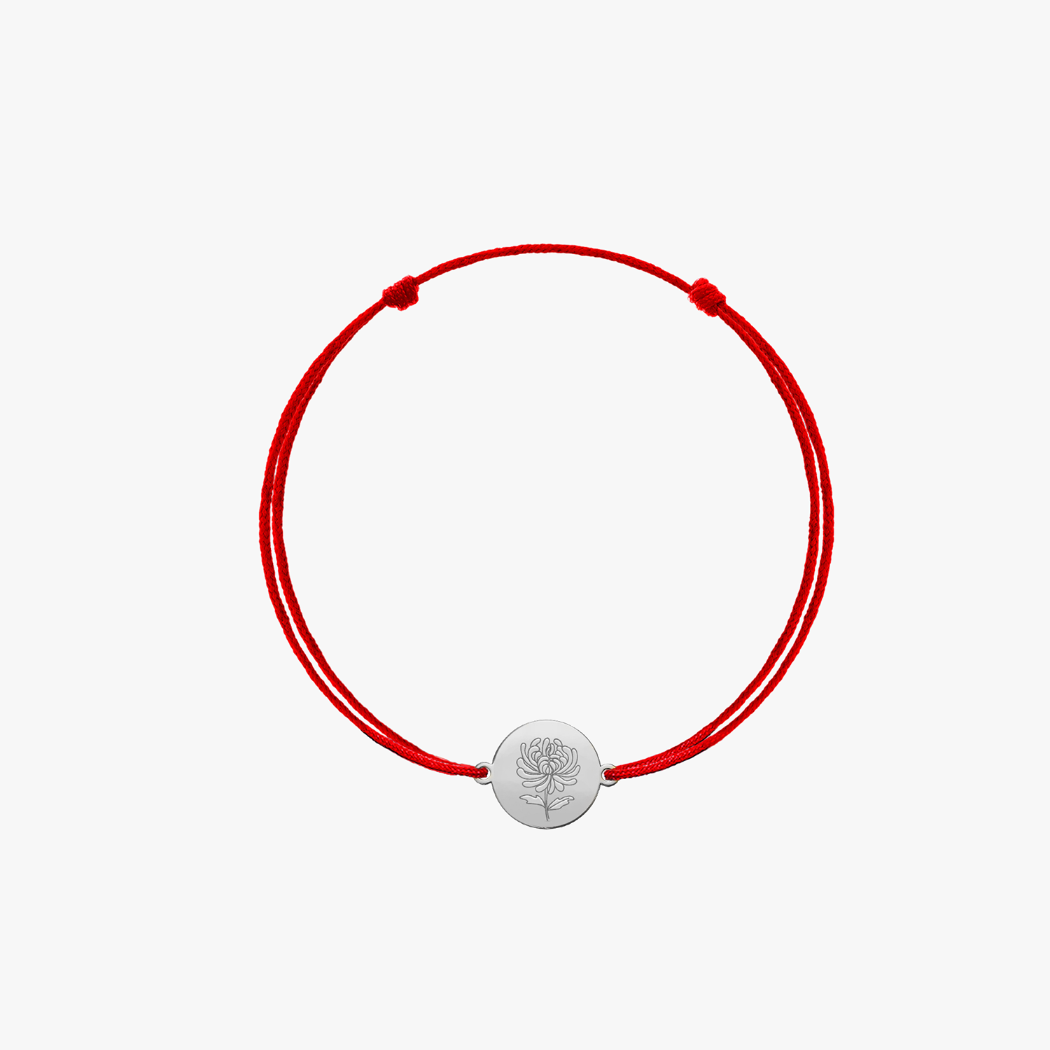 Bracelet cordon pour enfants en or blanc Birth Flower - Novembre Chrysanthème - Indira