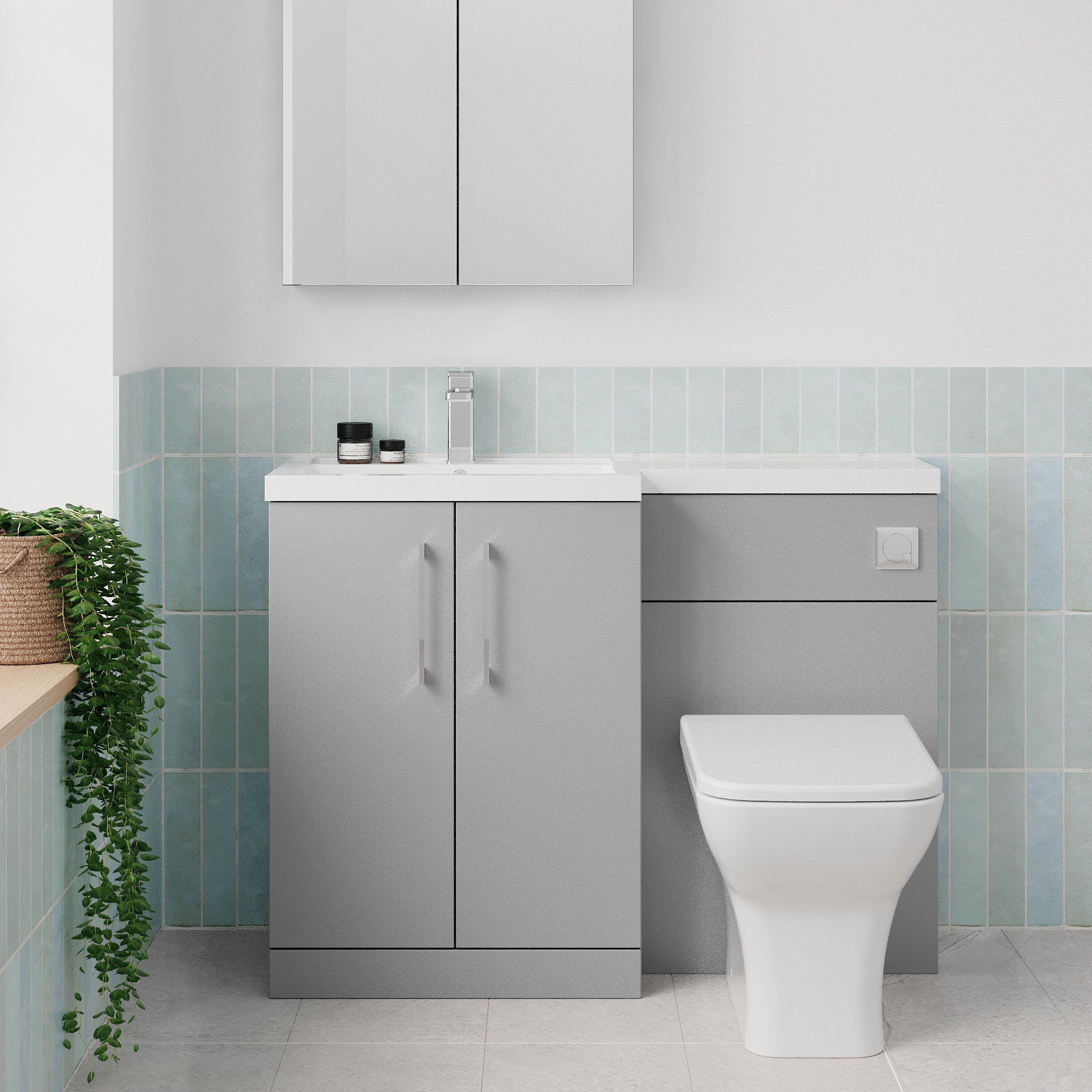 Nuie Arno 1100mm Toilet & Basin Combination Unit - Satin Grey - welovecouk