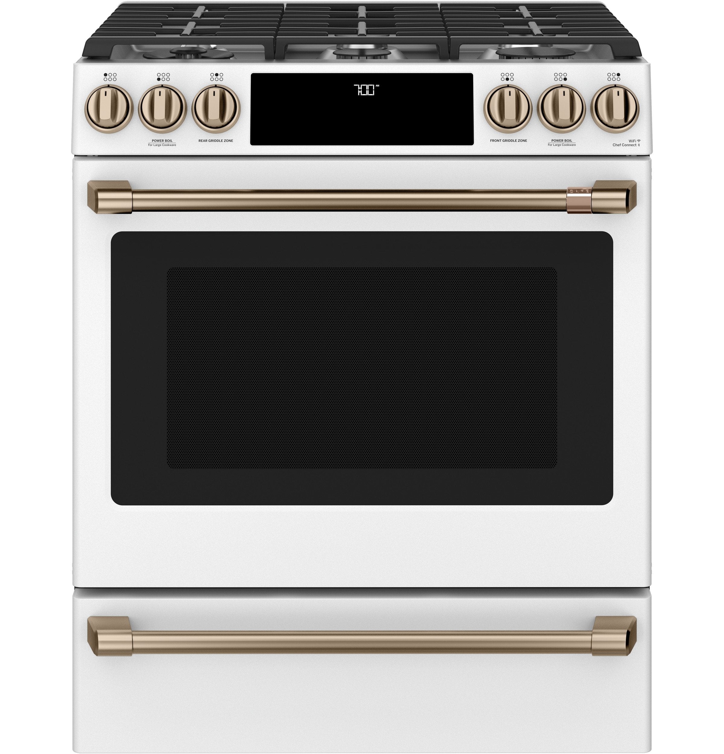 Café Slide-In Gas Range with Convection - CCGS700P4MW2 - Gas Range in Matte White