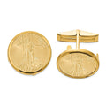 Occasion Gallery, Men's Accessories, 14k Yellow Gold 1/10oz Mounted American Eagle Polished Plain Bezel Cuff Links