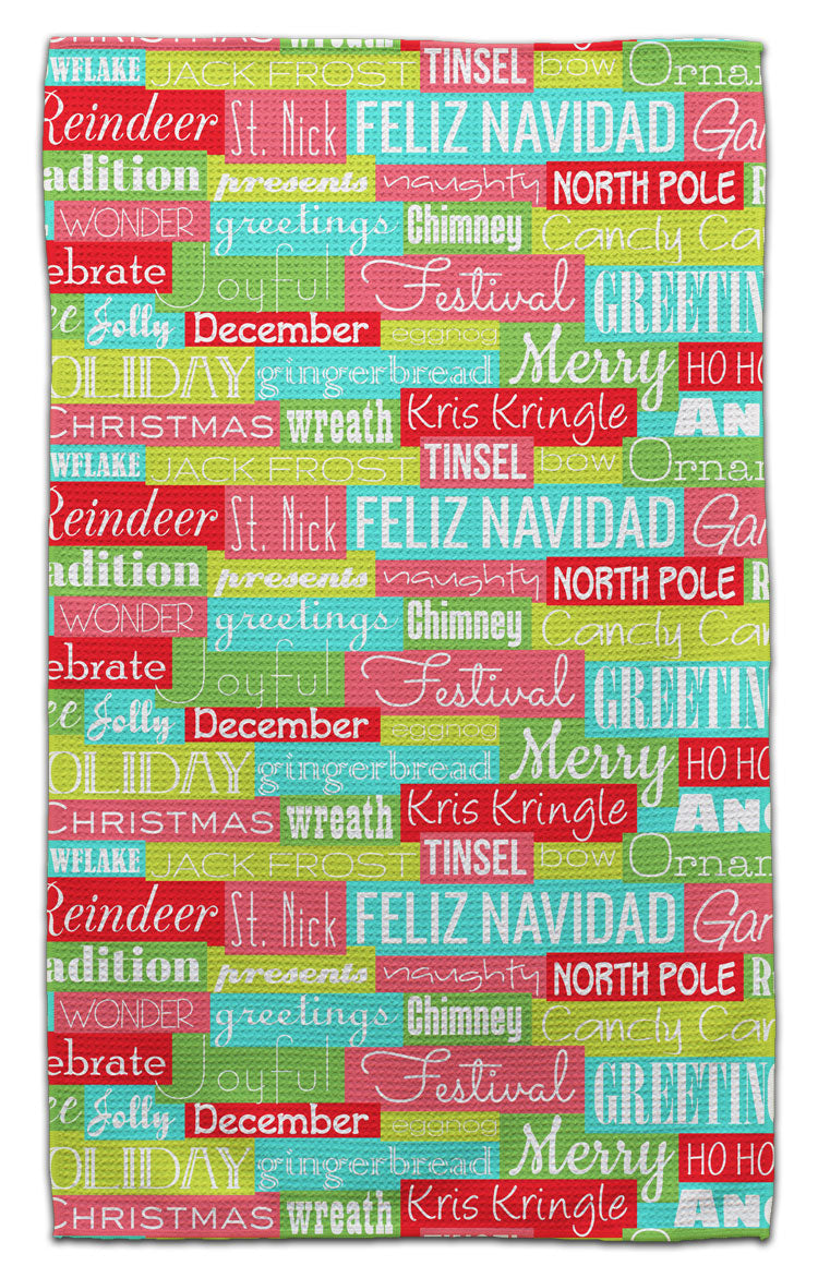 Christmas Words Waffle Weave Towel