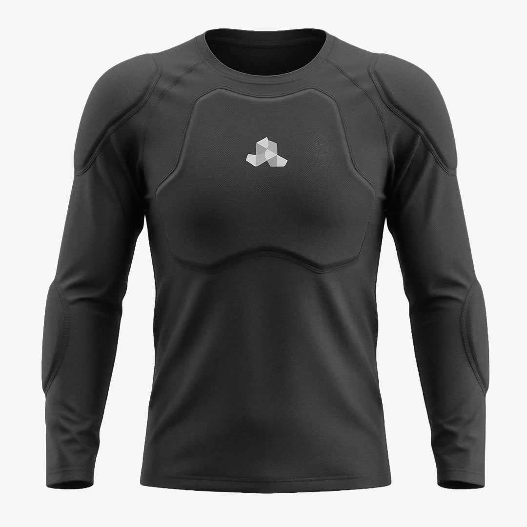 Front view of Cased inner protective long sleeve shirt with CE Level 2 impact pads on the chest, shoulders and elbows.