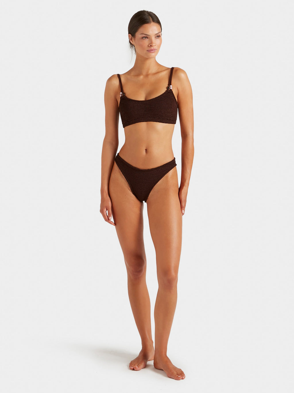 Cassie Beaded Bikini - Metallic Chocolate
