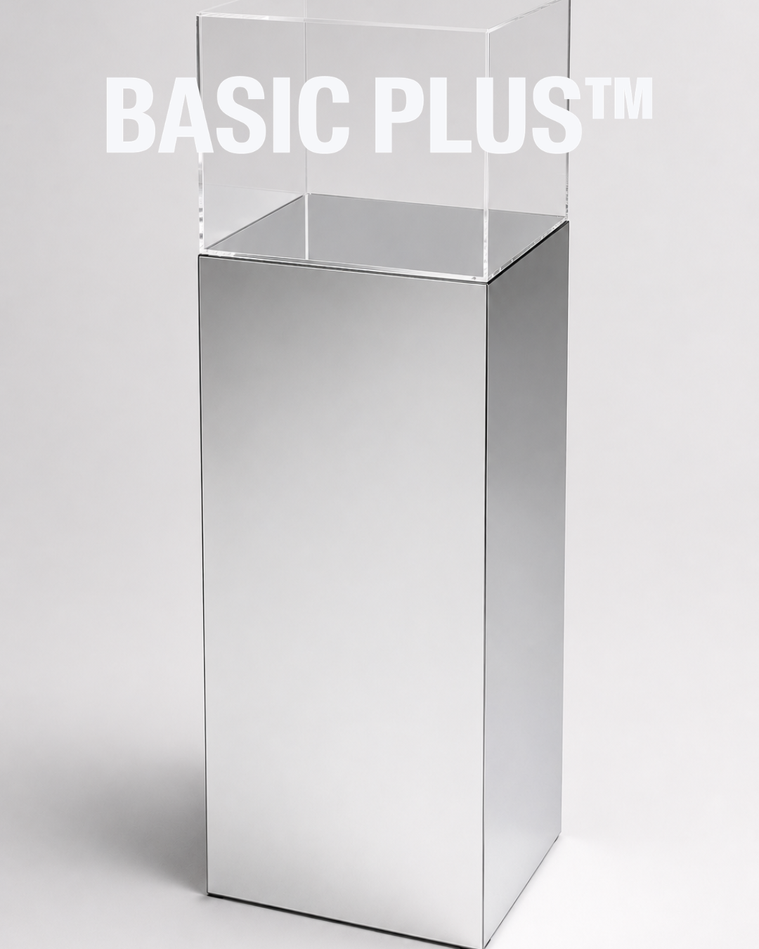 Silver Mirror Acrylic Display Plinth with Clear Cover