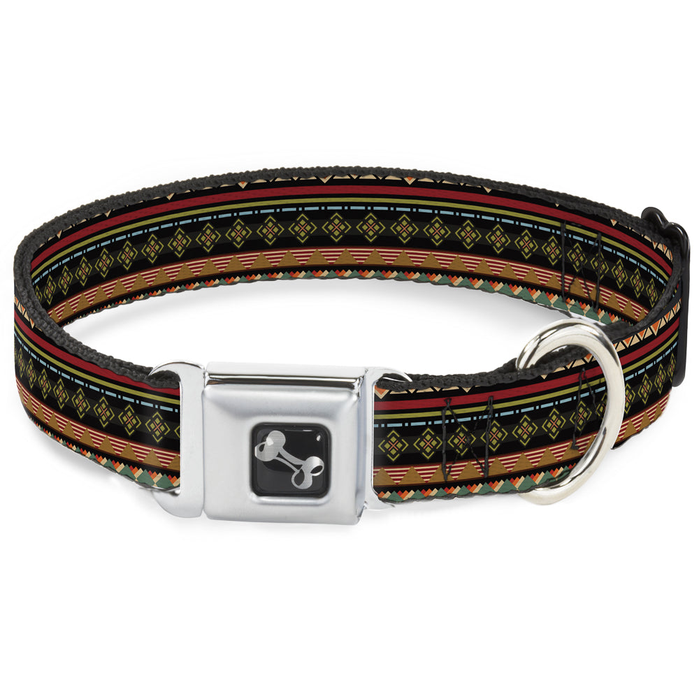 Dog Bone Seatbelt Buckle Collar - Aztec5 Reds/Blues/Greens/Yellows Seatbelt Buckle Collars Buckle-Down