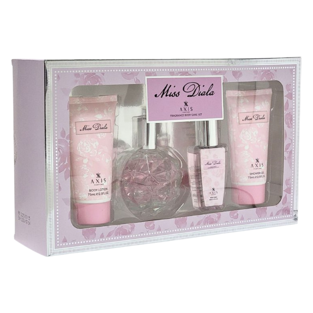 SET MISS DIALA AXIS PARFUMS EDP 100ML, BODY LOTION 75ML, SPLASH 50ML, SHOWER GEL 75ML (M) (AROMA SIMILAR MISS DIOR)