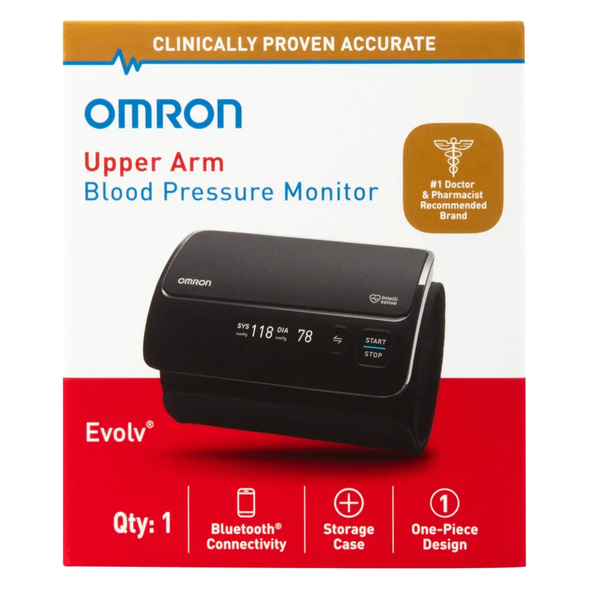 Monitor de Presión Arterial Omron Evolv – Inalámbrico, Bluetooth y con Precisión Avanzada – Diseño Todo en Uno