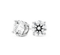 Stud 4 Prong Earrings 1 D VVS2 IGI in white gold
