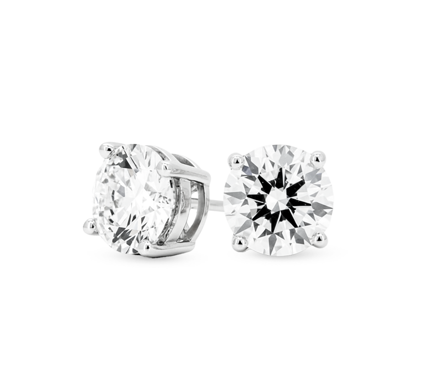 Stud 4 Prong Earrings 1 D VVS2 IGI in white gold