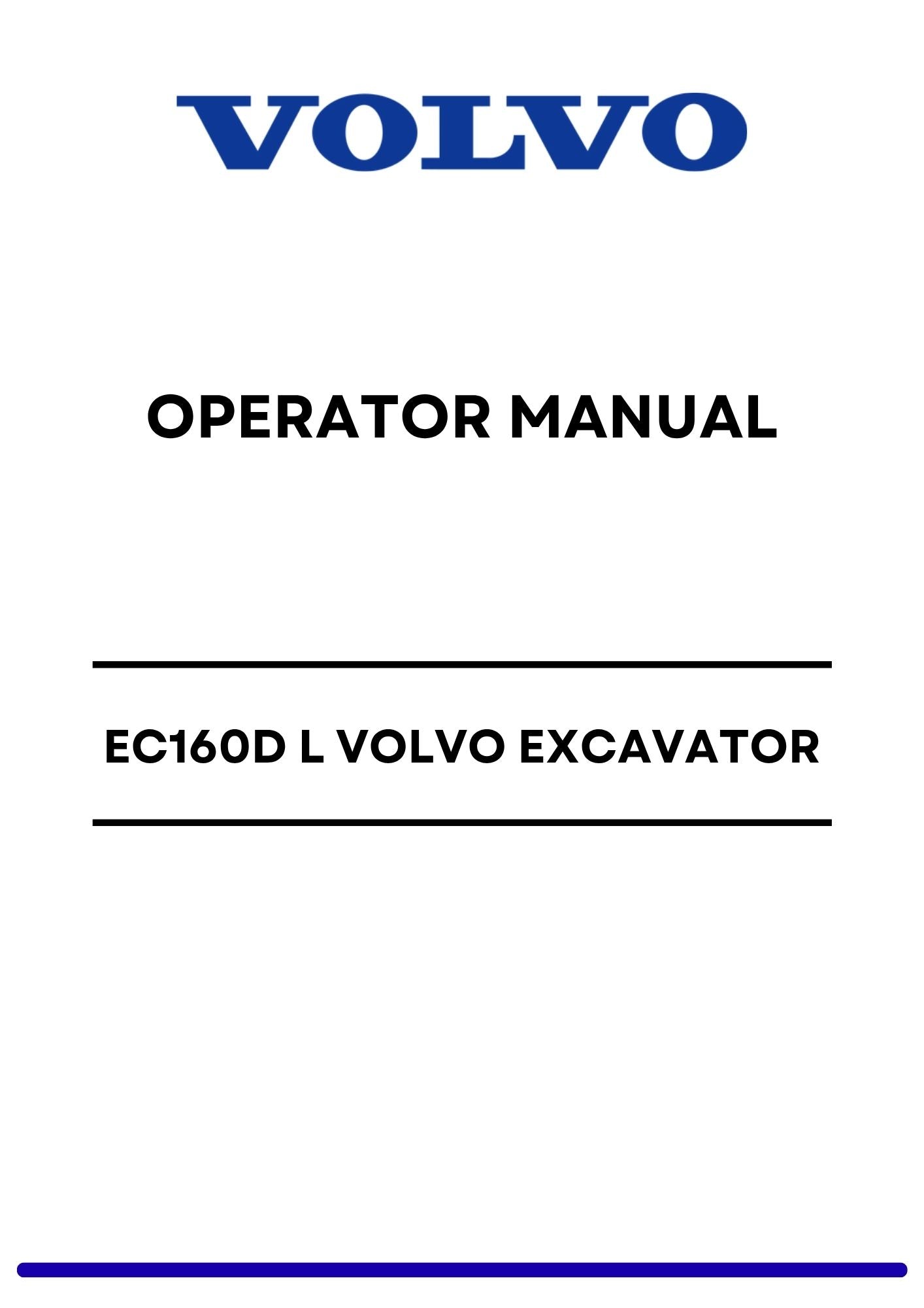 EC160D L VOLVO EXCAVATOR OPERATOR MANUAL PDF