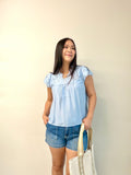 Arabella Scalloped Edge Top - Baby Blue