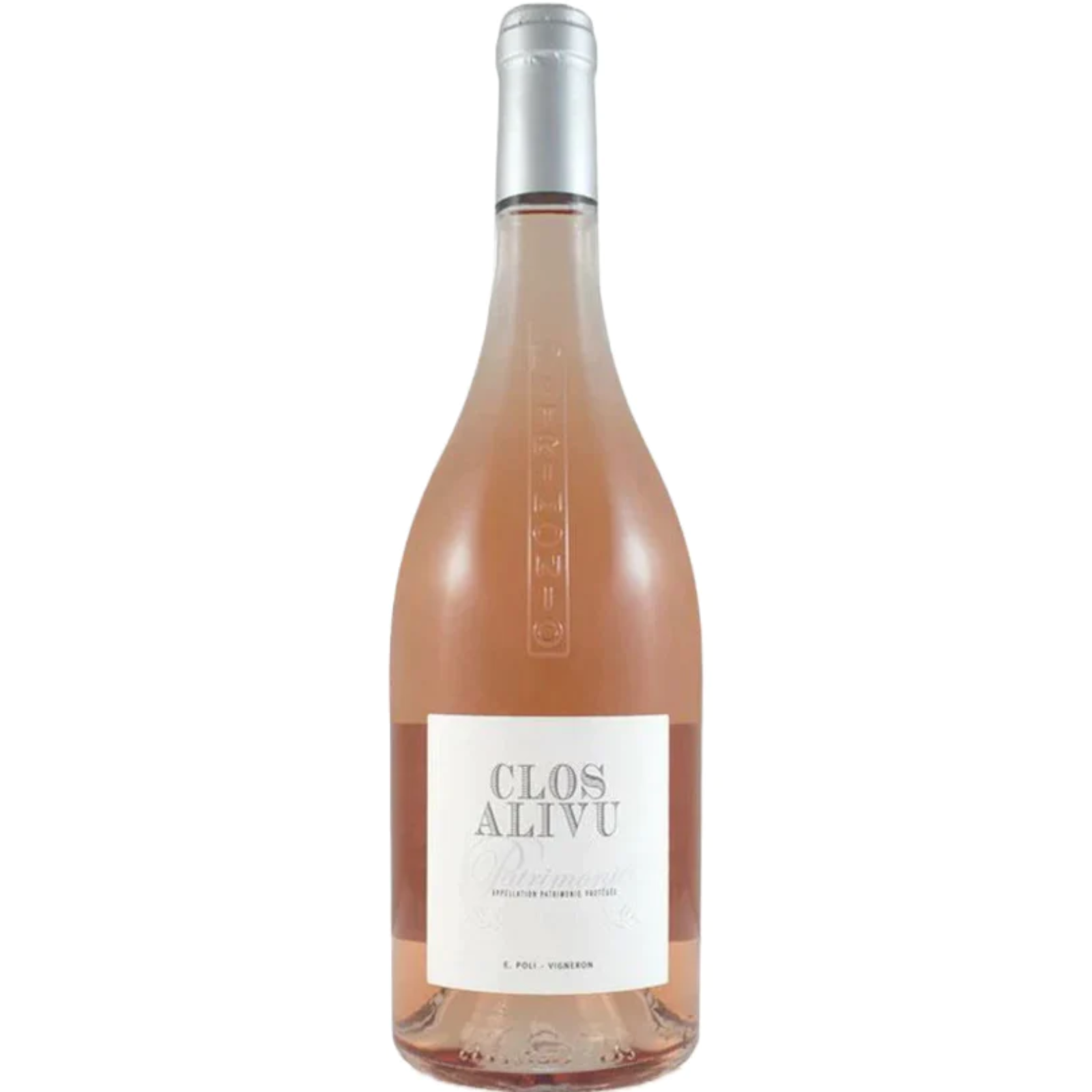 Bottle of Eric Poli Clos Alivu Patrimonio Rosé 2024, a Niellucciu rosé wine from Corsica, France.