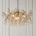 Utopia Drip 4 Light Pendant Chandelier - Aged Gold With Champagne Tinted Glass - 75cm Diameter