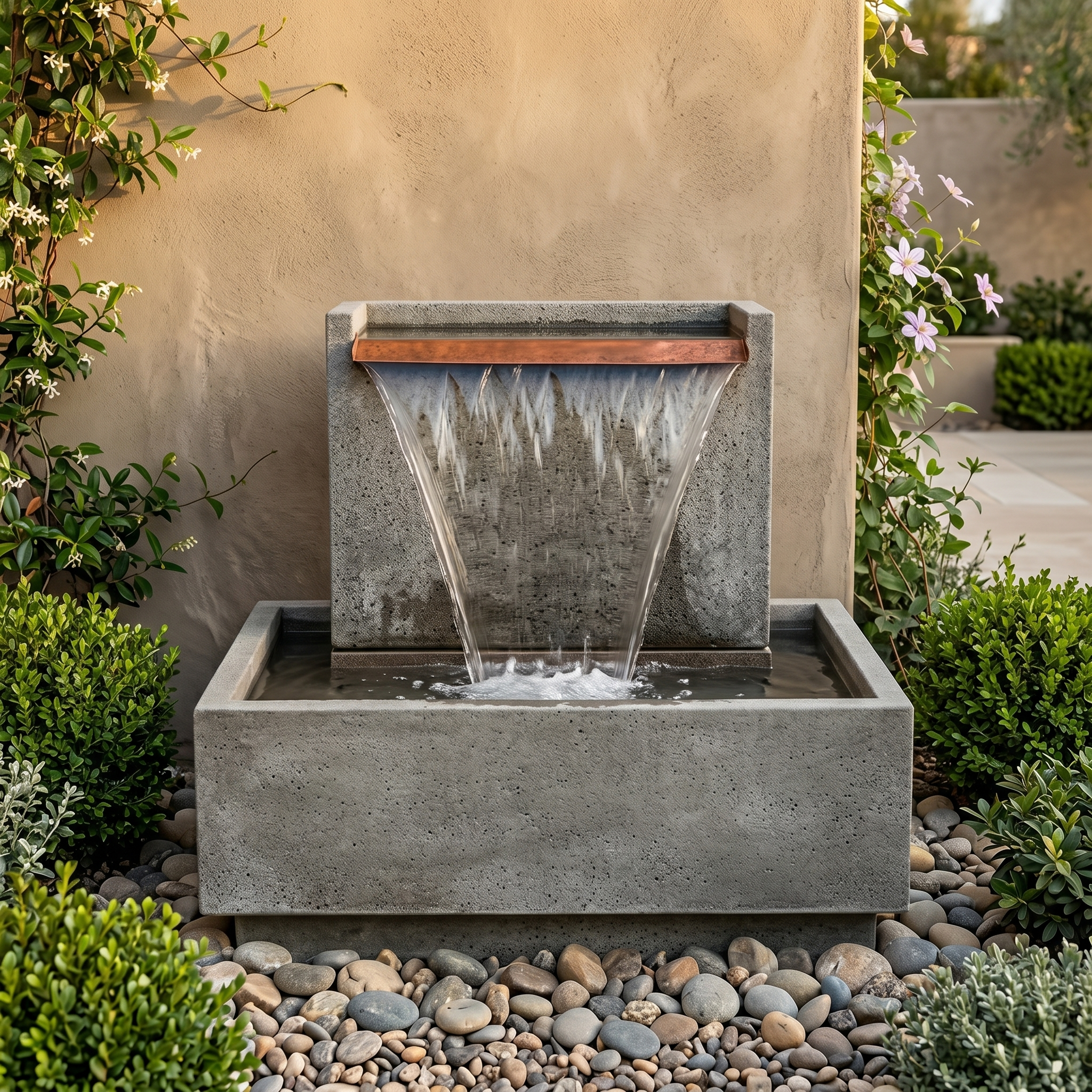 Falling Water II Modern Cast Stone Wall Fountain