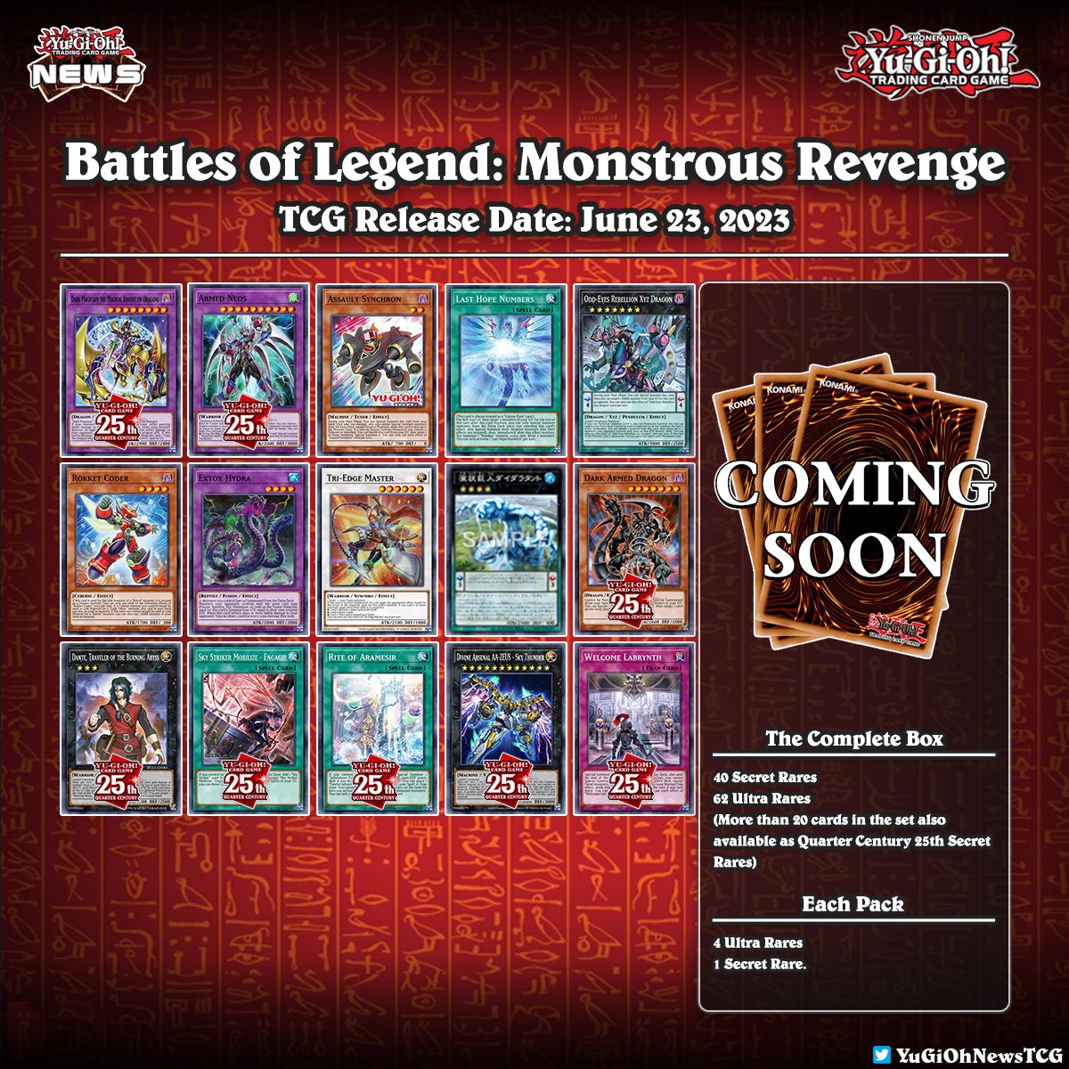 𝗕𝗮𝘁𝘁𝗹𝗲𝘀 𝗼𝗳 𝗟𝗲𝗴𝗲𝗻𝗱: 𝗠𝗼𝗻𝘀𝘁𝗿𝗼𝘂𝘀 𝗥𝗲𝘃𝗲𝗻𝗴𝗲❱ Are you ready for the next TCG Battle of Legend set⁉️ Which cards would you to see as Quarter Century Secret Rares❓✨ #遊戯王 #YuGiOh #유희왕
