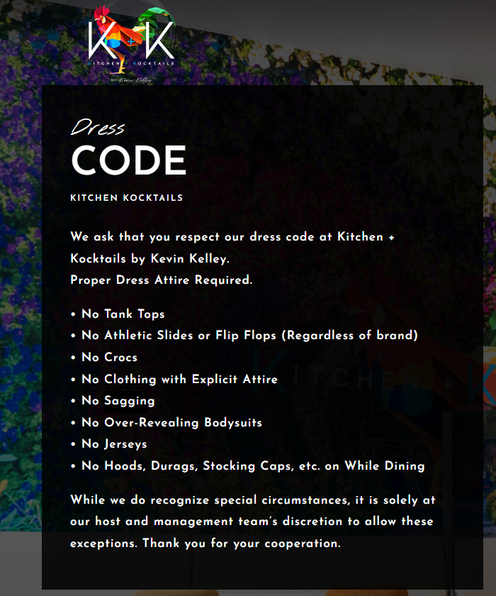 new DC restaurant with an, um, exhaustive dress code, but the owner says they don't "really" enforce