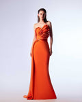 Fiery Orange Draped Corset Dress