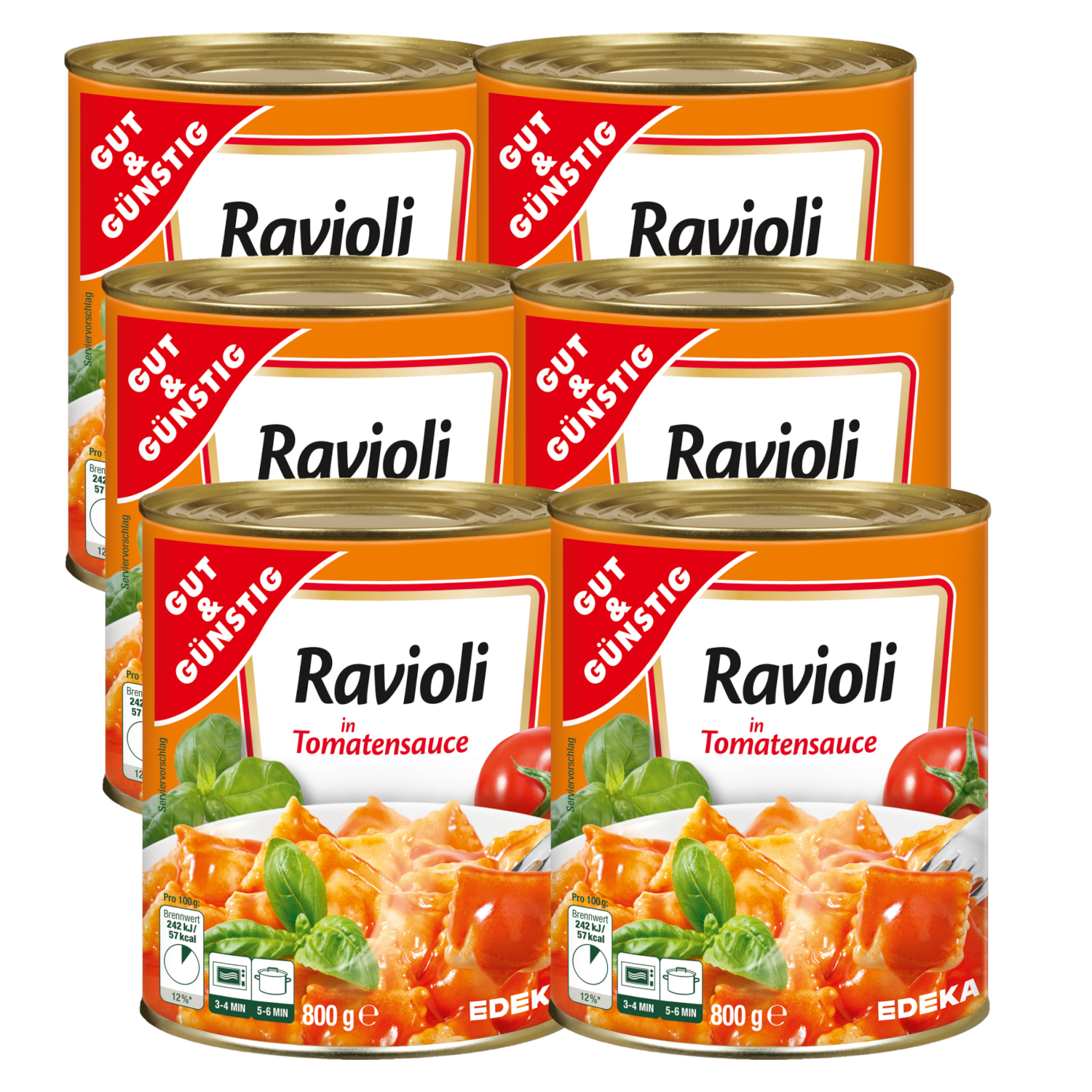 6x GUT&GÜNSTIG Ravioli in Tomatensauce 800g (6x800g)