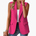 Damska Kamizelka Garniturowa | Regularny Krój | Bez Rękawów z Klapami | Elegancki Styl Casual