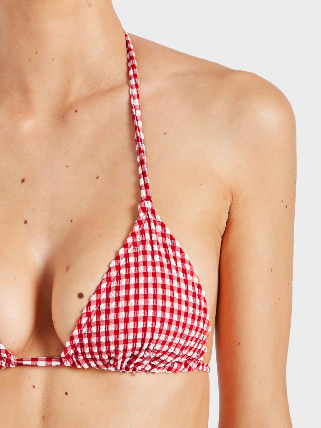 Gingham Seersucker Sabrina Bikini - Red Gingham