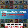 Set of 32 NFL Helmets. Layered Designs for cutting