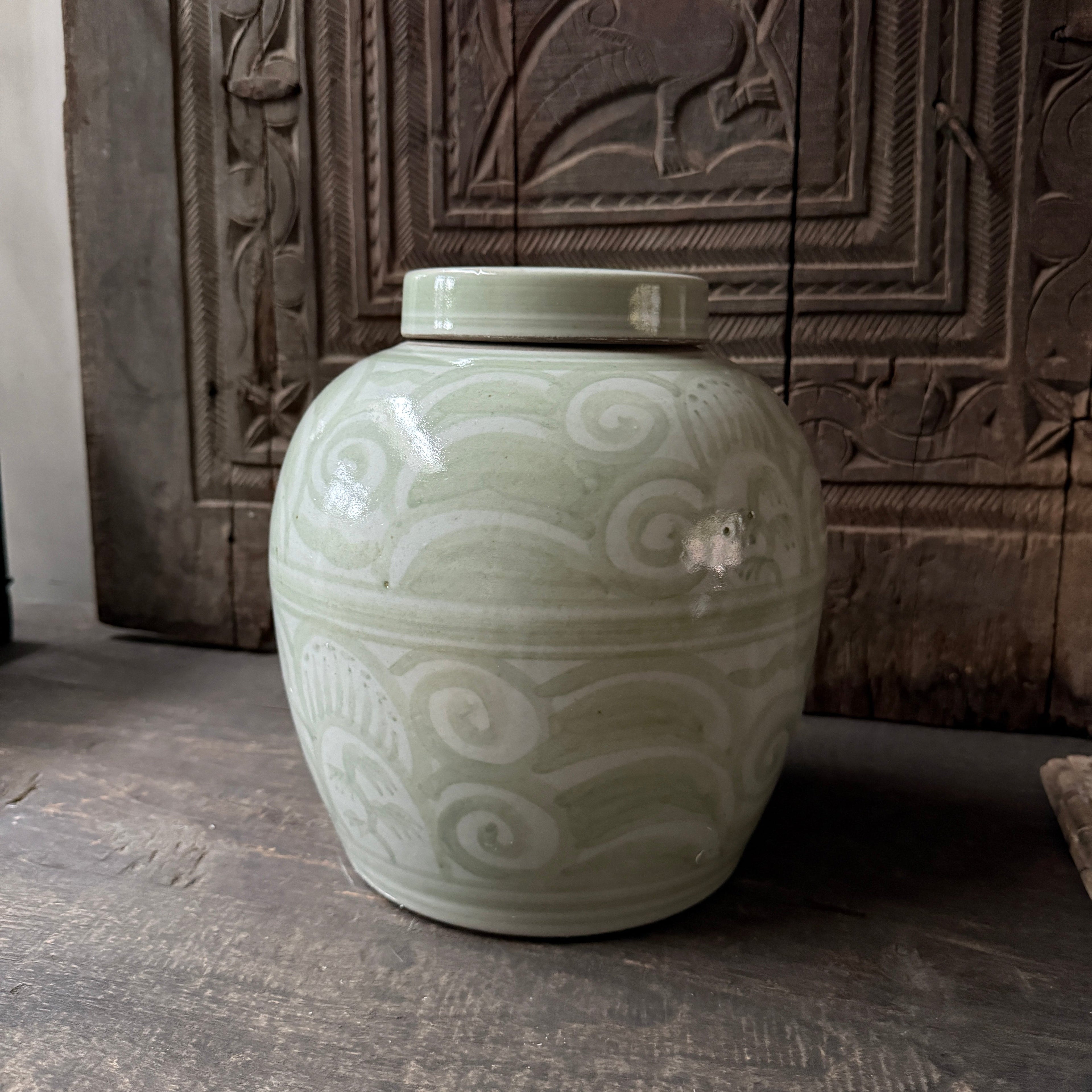 Antieke Chinese gember pot met deksel