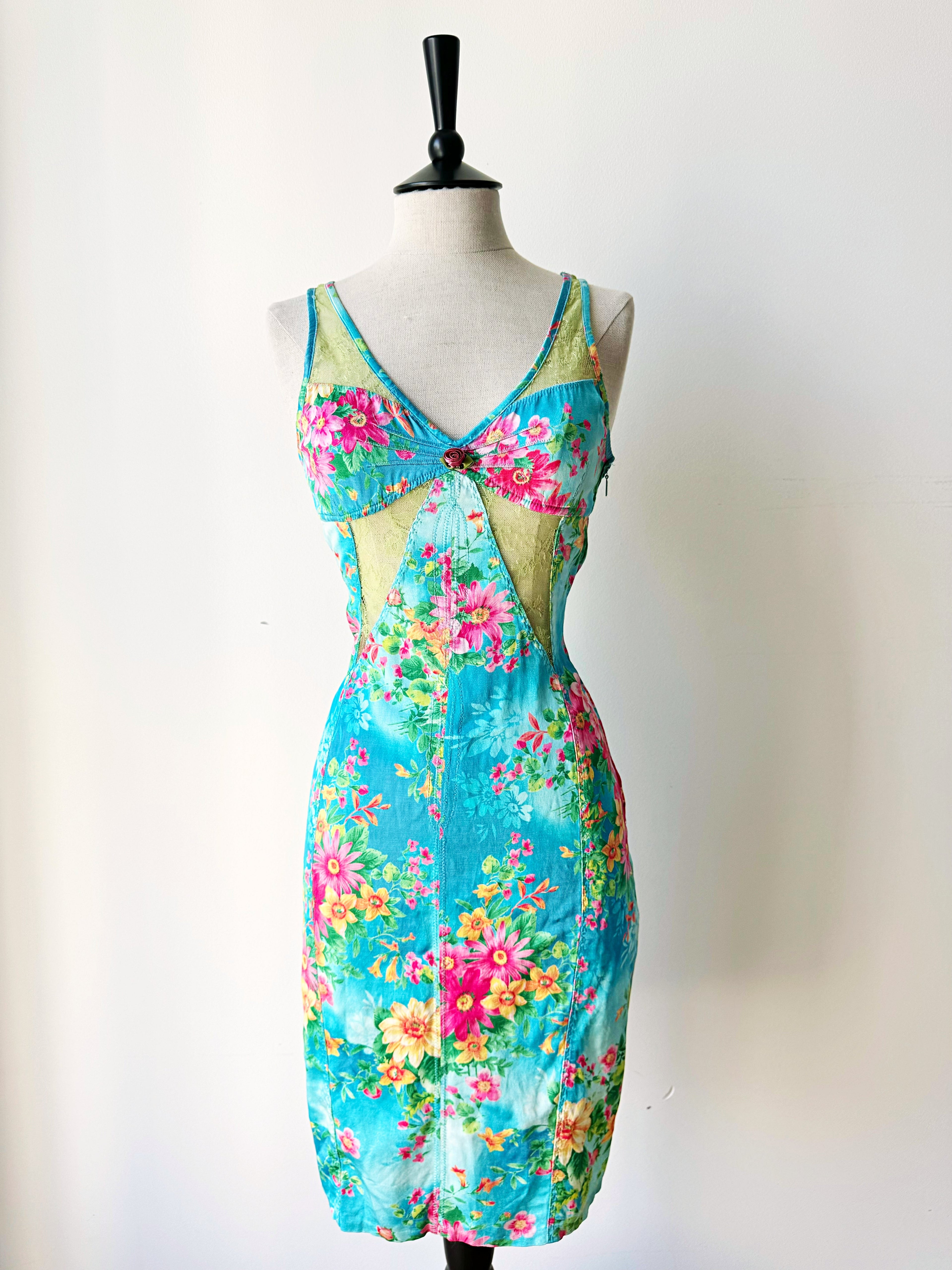 Dolce Gabbana D&G 2005 Floral Blue Dress (M)