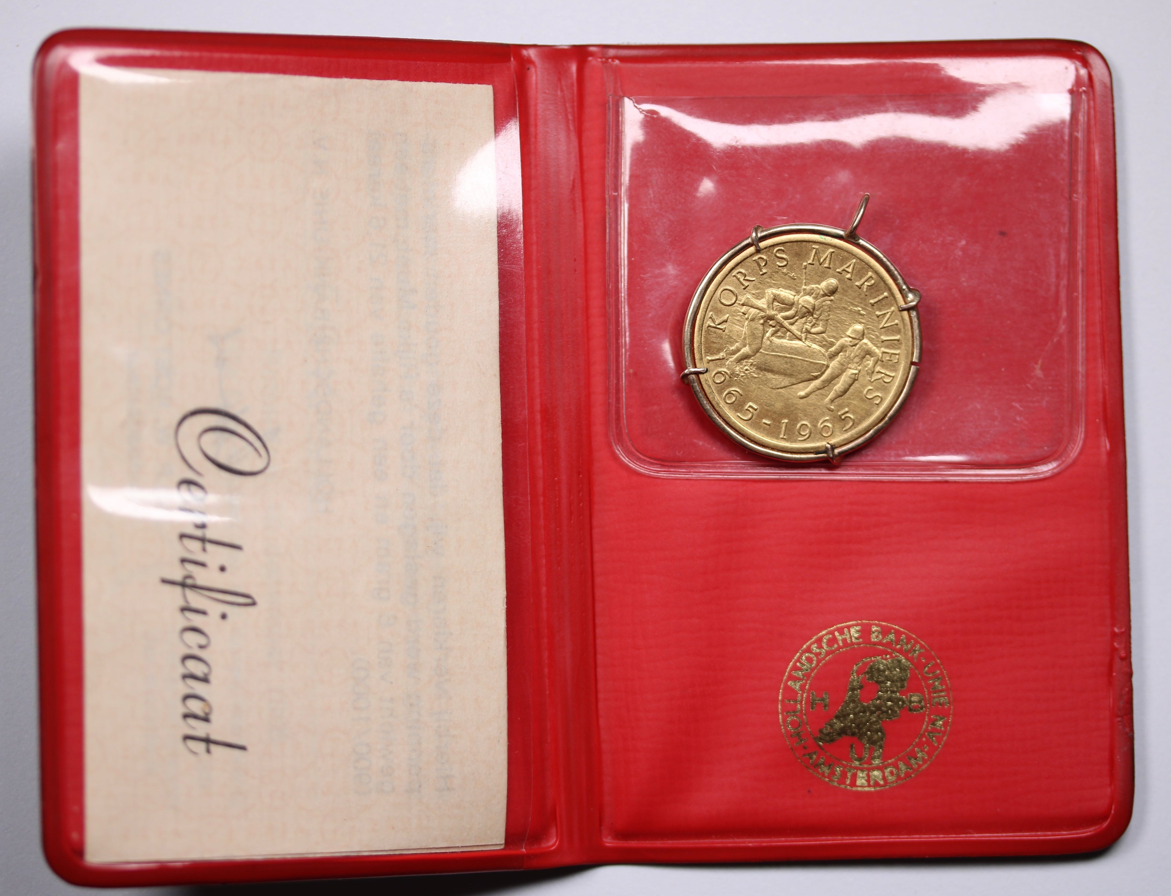 1965 300th Anniversary of the Dutch Marine Corps Gold Medal/Token