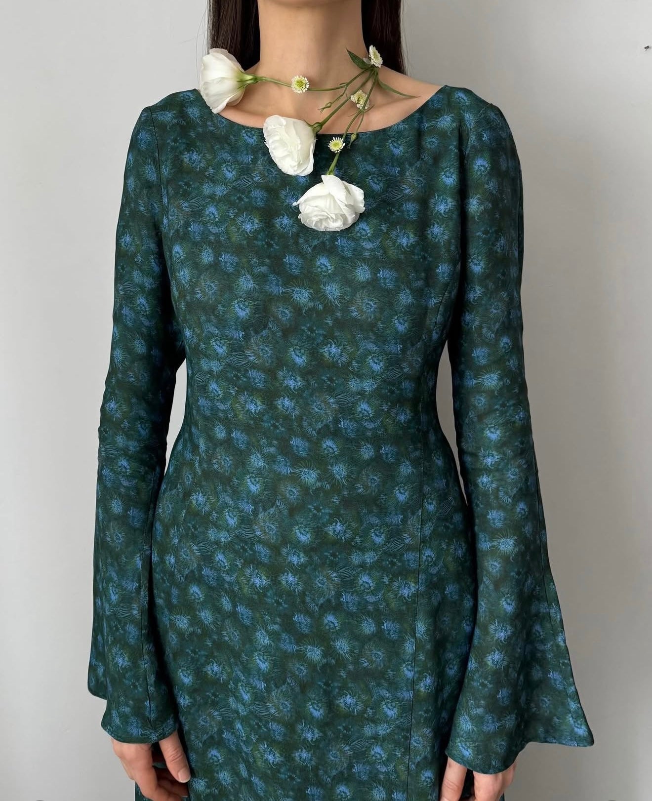 ada stone long sleeve dress Ada Dress Green